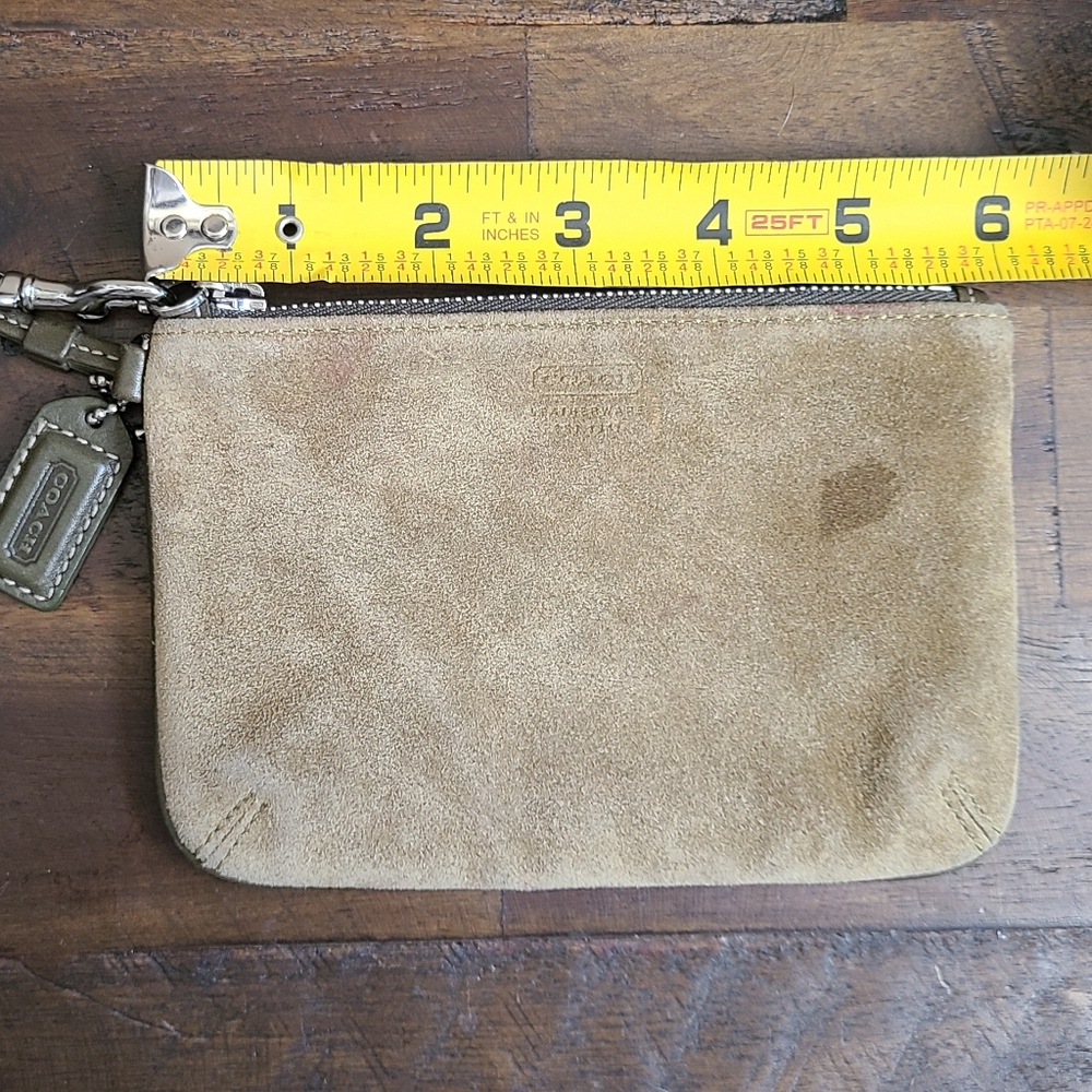 Coach Suede Olive Green Wristlet - Picture 8 of 10
